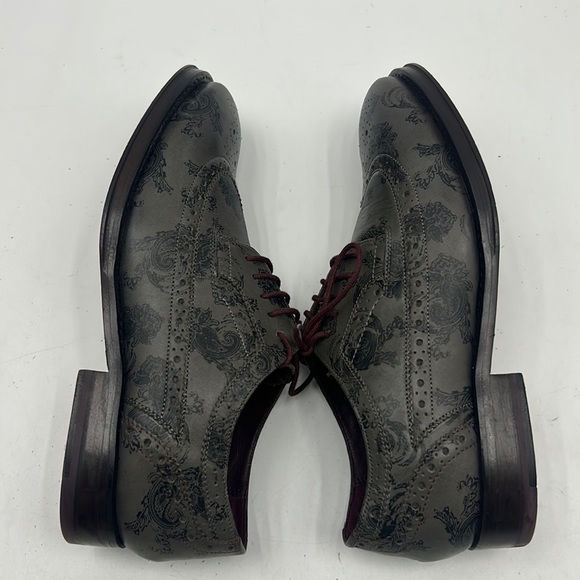 TED BAKER LONDON PORTER OXFORD MENS SIZE 7 GRAY BLACK PRINT LEATHER SHOES - Picture 5 of 11